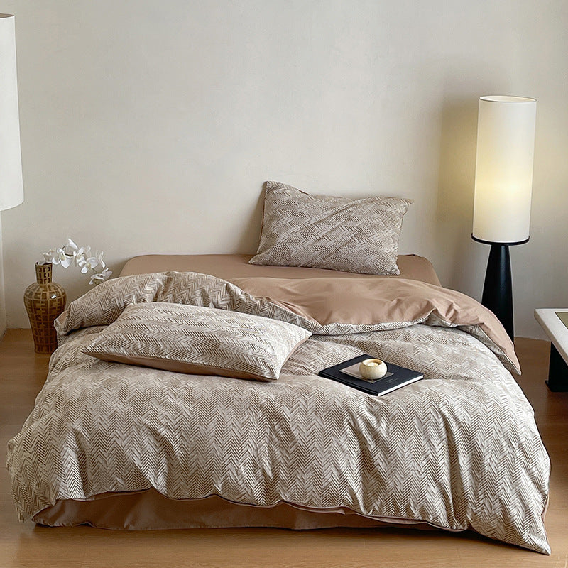 Luxuriöses Baumwoll-Bettwäsche-Set mit abstraktem Floralem Druck und Wendefunktion