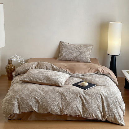 Luxuriöses Baumwoll-Bettwäsche-Set mit abstraktem Floralem Druck und Wendefunktion