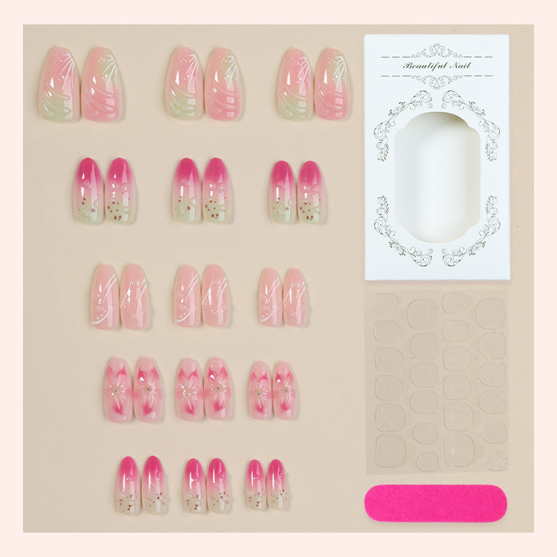 Künstlerisches Press-On Nagelset mit floralen Designs Brehn