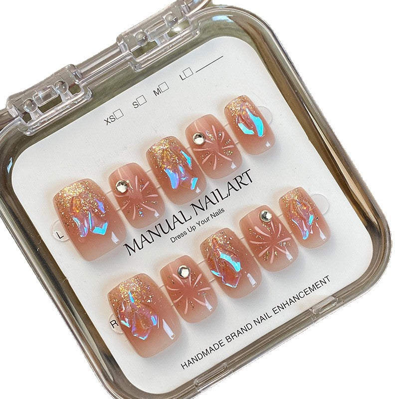 Glamorous Rhinestone-Akzent Druck-On Nagelkunst Set Brehn