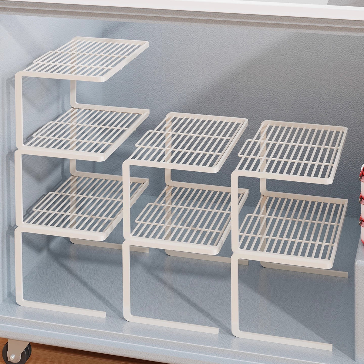 Kompakter dreistufiger slatted Metall Theken-Pantry-Organizer