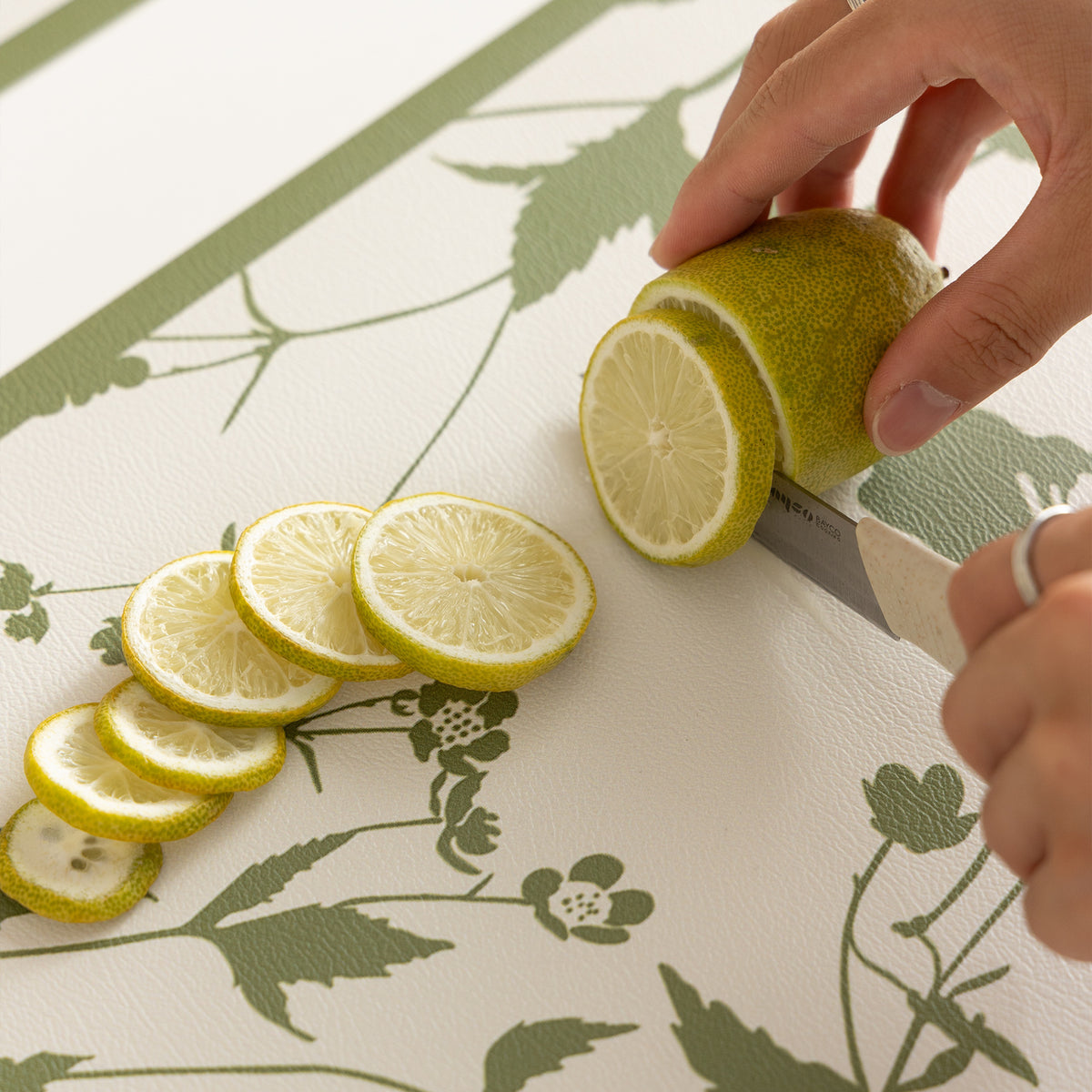 Abwischbare Tischsets aus PU‑Leder mit botanischem Silhouetten‑Design Brehn