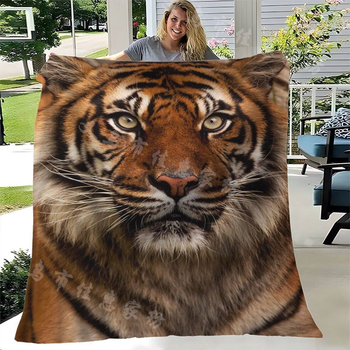 Tiger Print Plush Wurfdecke