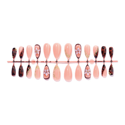 Künstlerisches Press-On-Nagelset mit eleganten Blumen- und abstrakten Designs Brehn