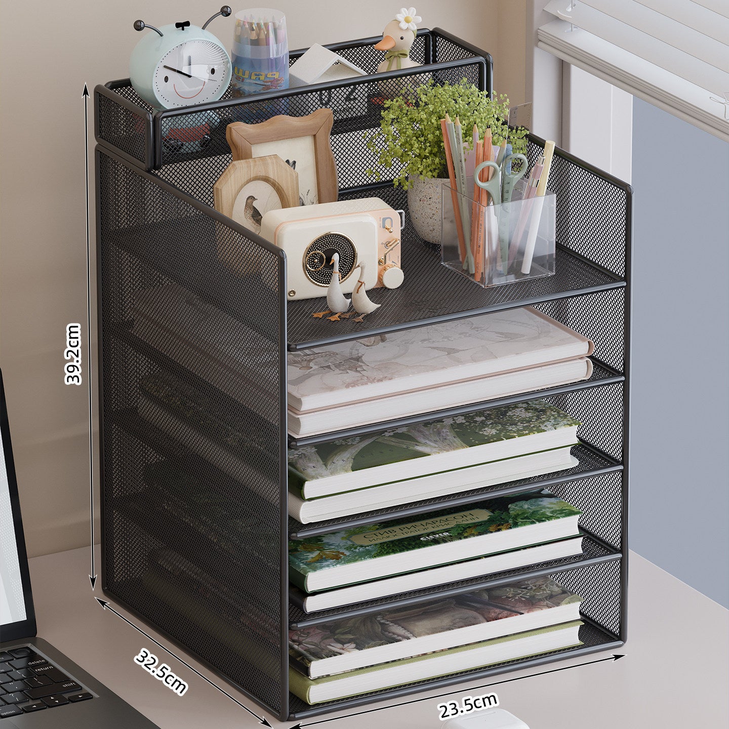 Mehrstufiger Mesh-Desktop-Organizer mit Dokumentenhaltern Brehn