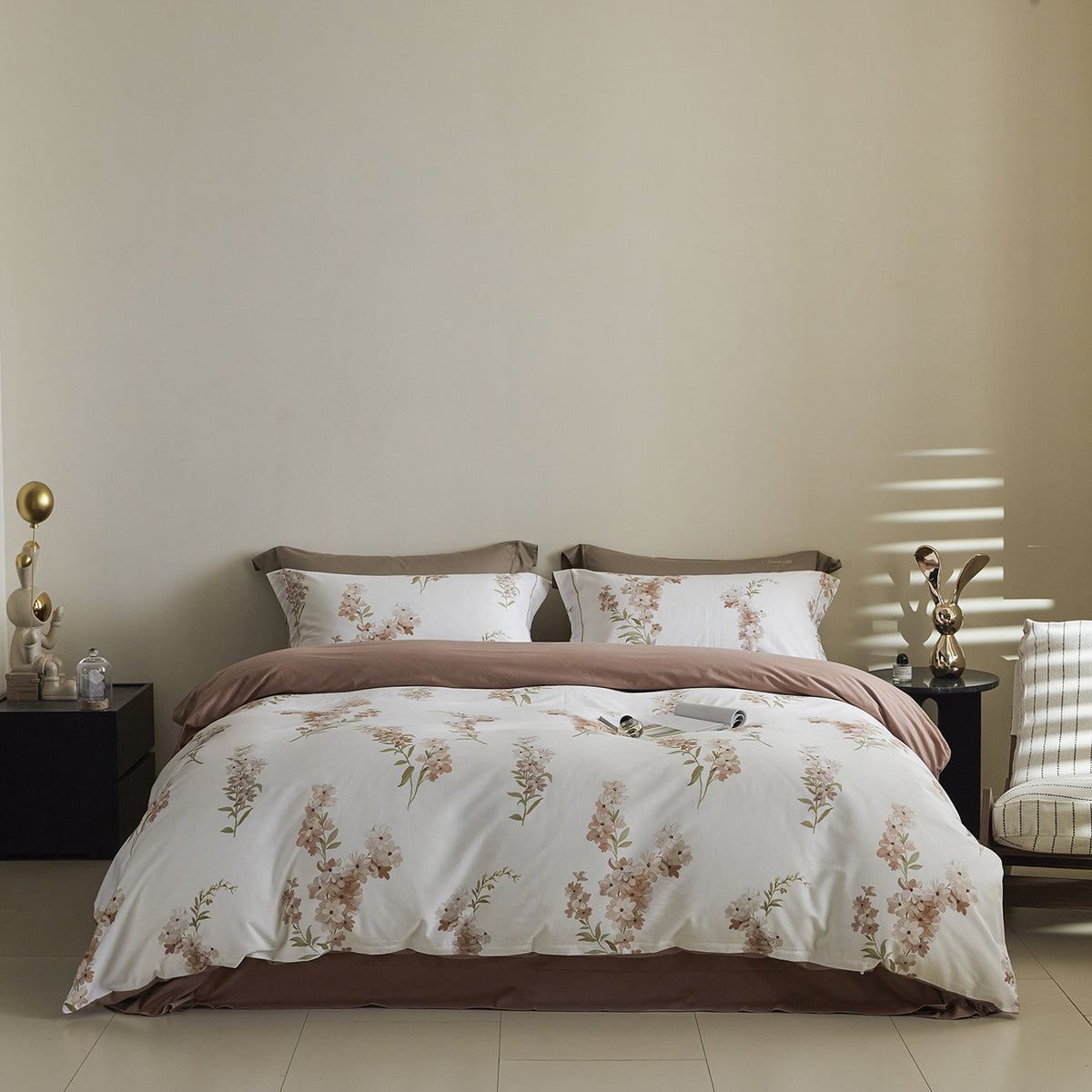 Ombre gestreiftes Baumwollsatin Bettbezug-Set