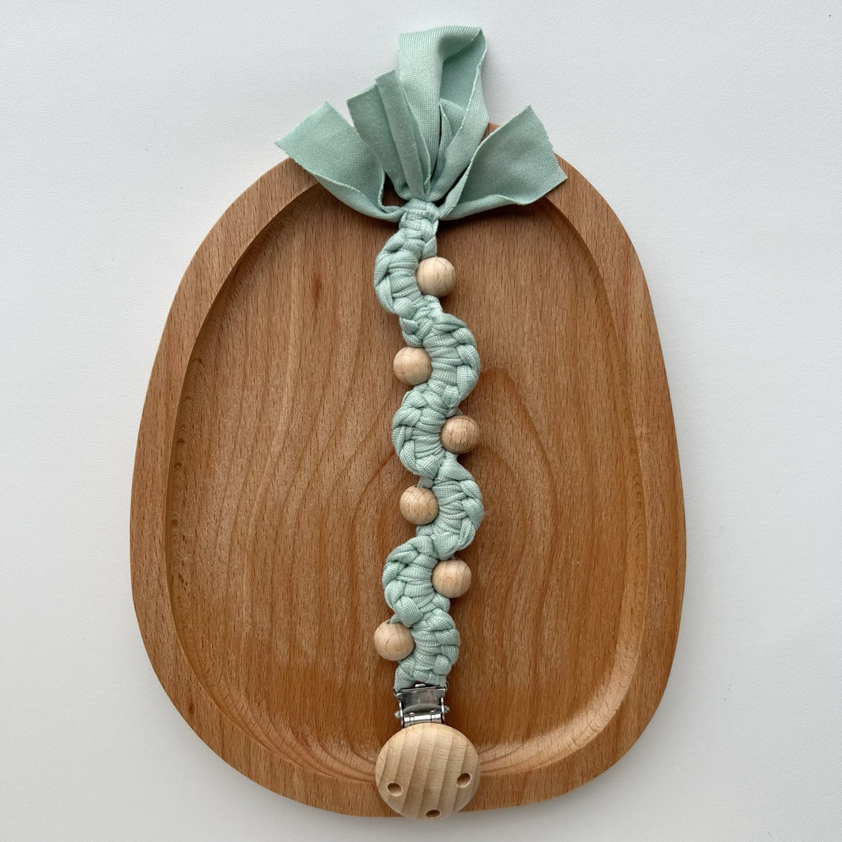 Makramee Boho Holzperlen Schnullerhalter Clip mit Metal Sicherheitsklemme