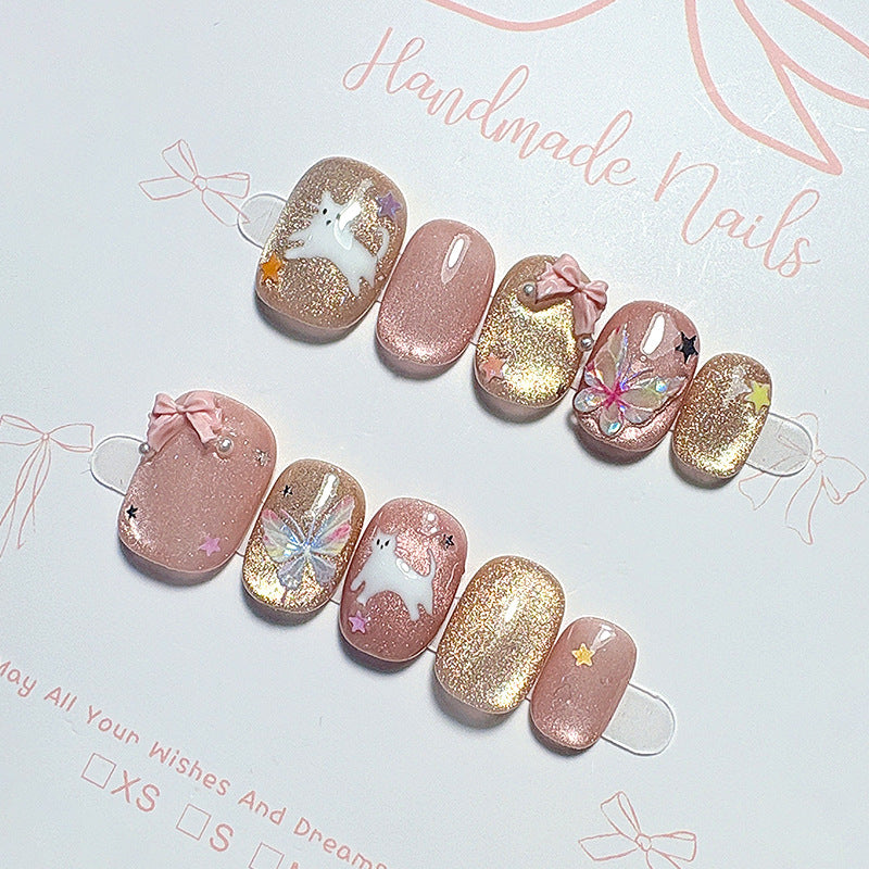 Klassisches French Tip Druck-Nagelset Brehn