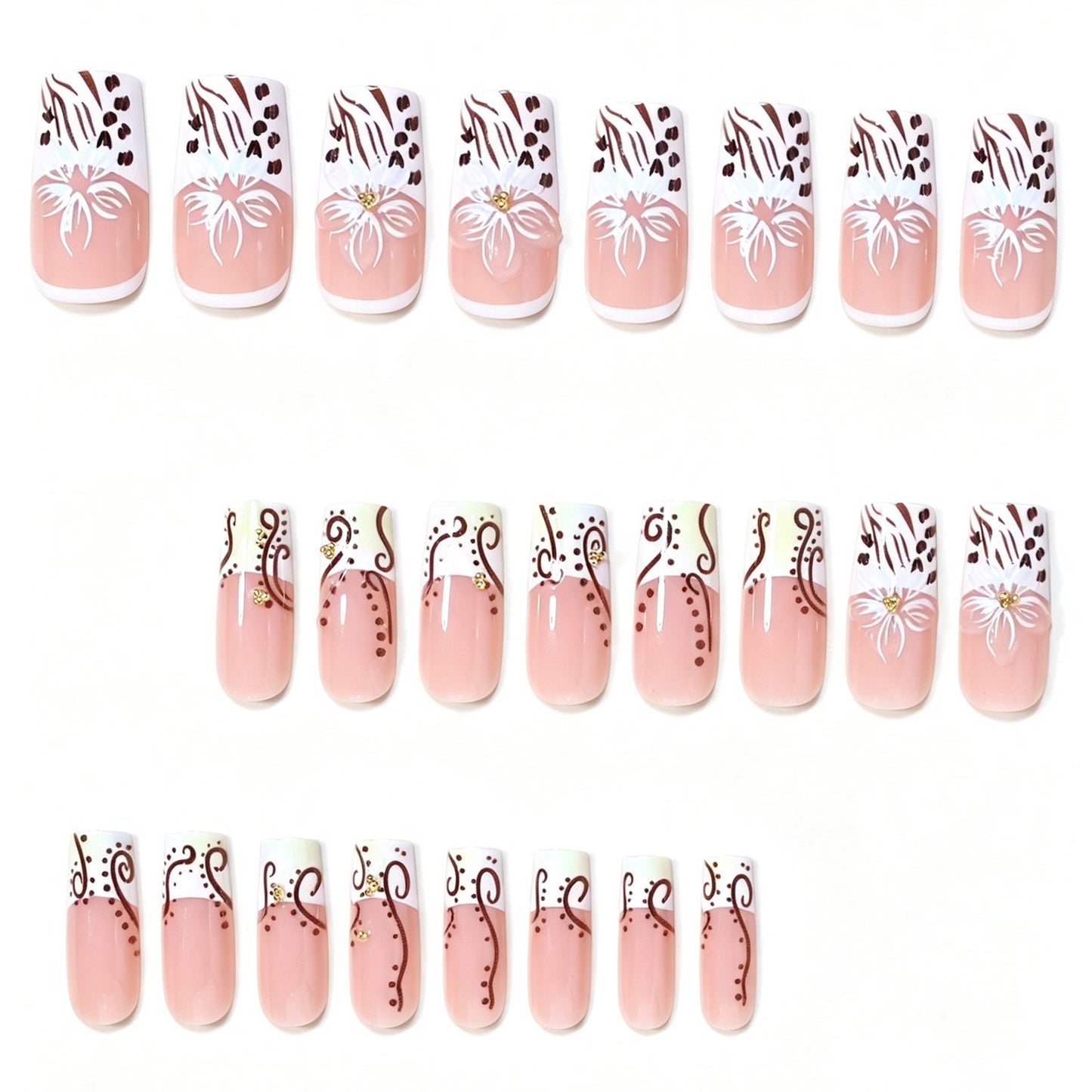 Elegante Florale Acryl-Nagelverlängerungen Brehn