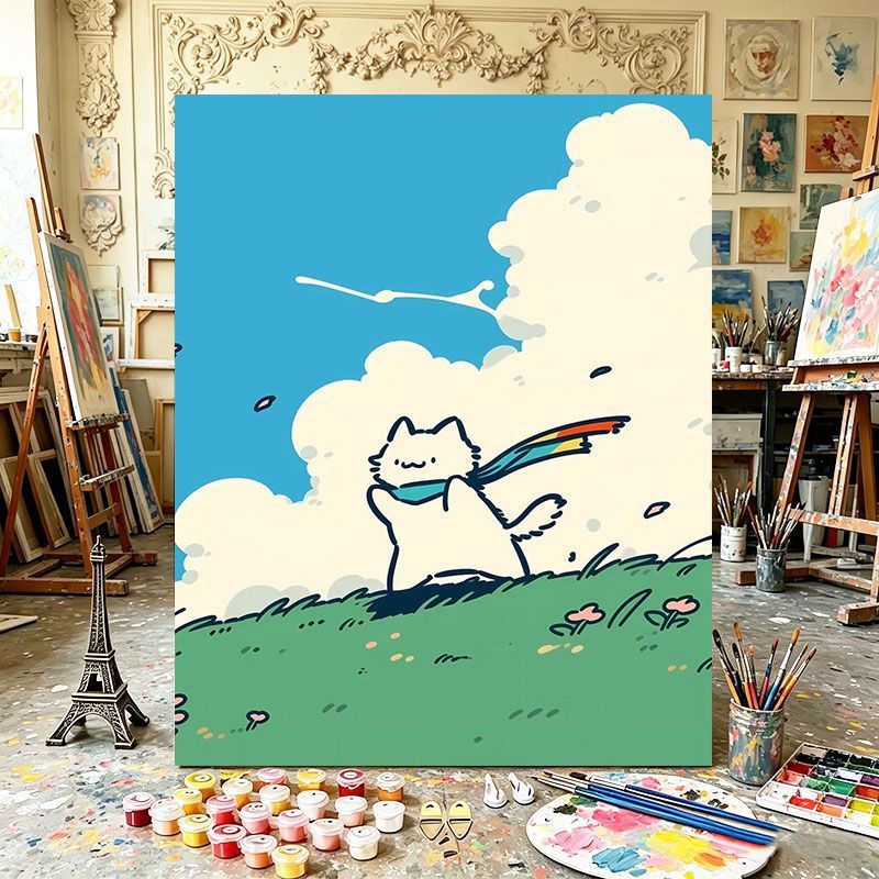 Verspielte Katzenillustration Kunstdruck Brehn