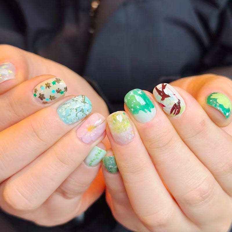 Künstlerisches katzenmotiviertes Press-On-Nagelkunstset Brehn