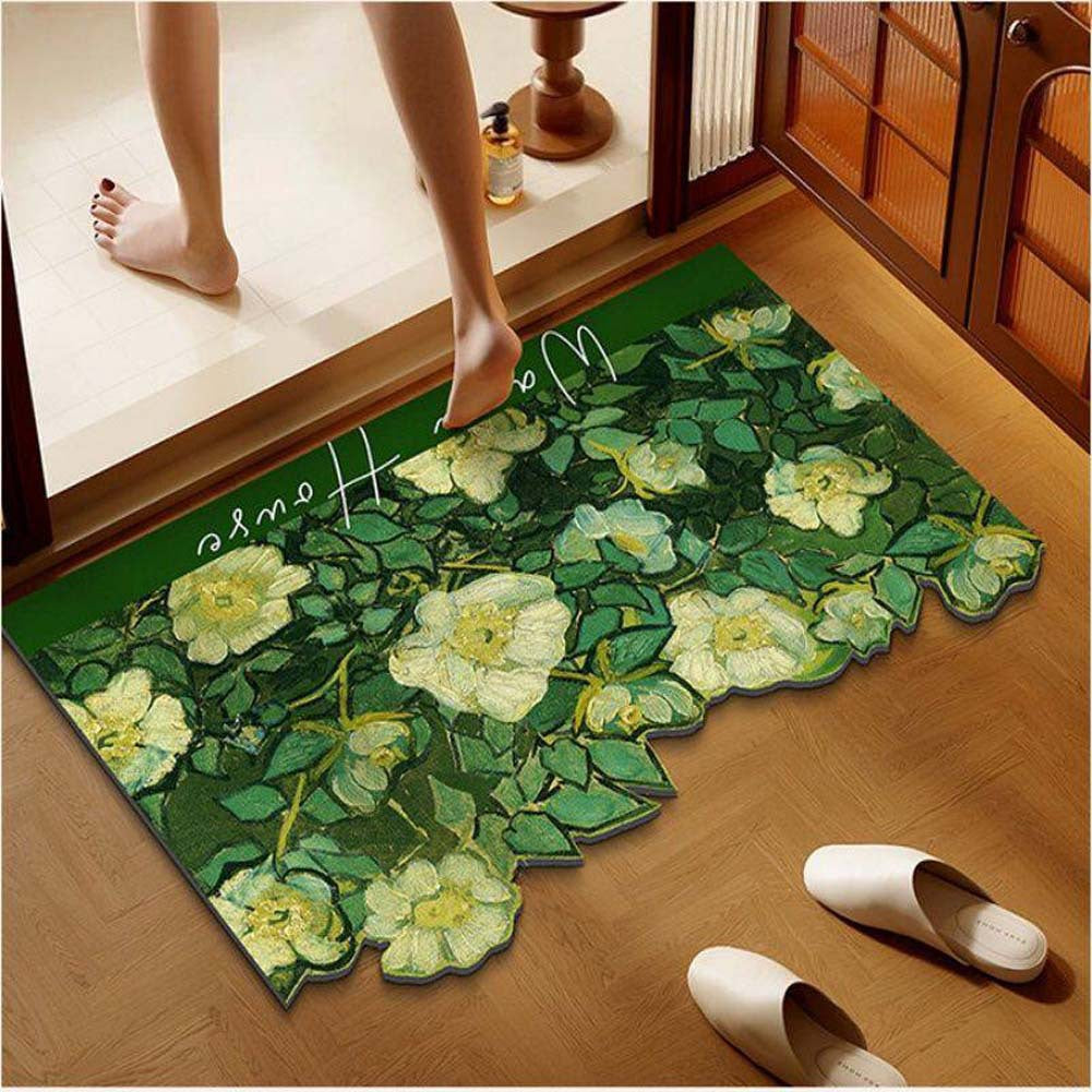 Blumenmotiv rutschfester Badezimmerteppich Brehn