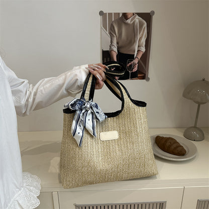 Texturierte Gewebe-Tote-Tasche mit elegantem Schleifen-Brehn