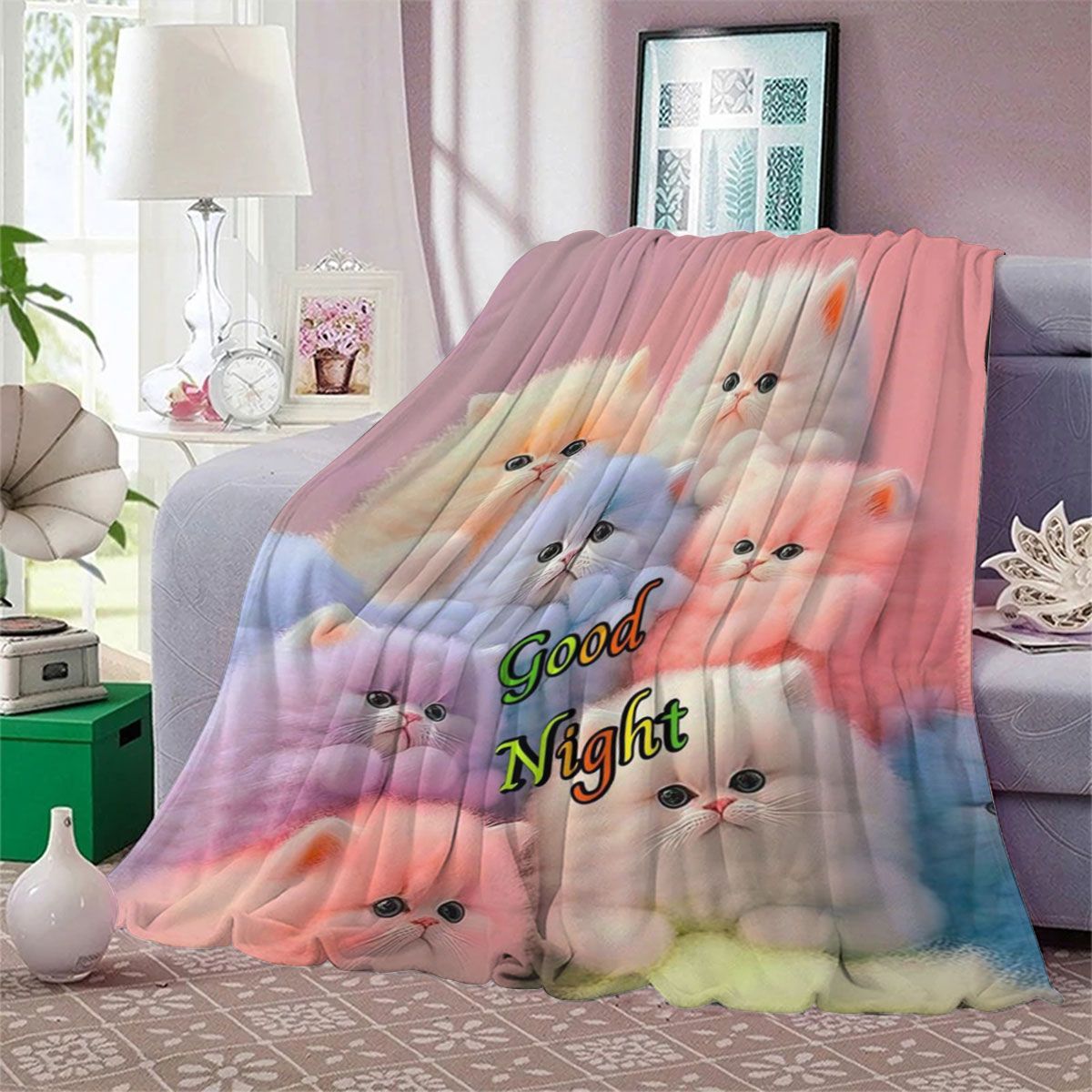Plüsch Katze-Themen Fleece-Decke