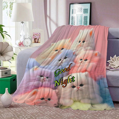 Plüsch Katze-Themen Fleece-Decke