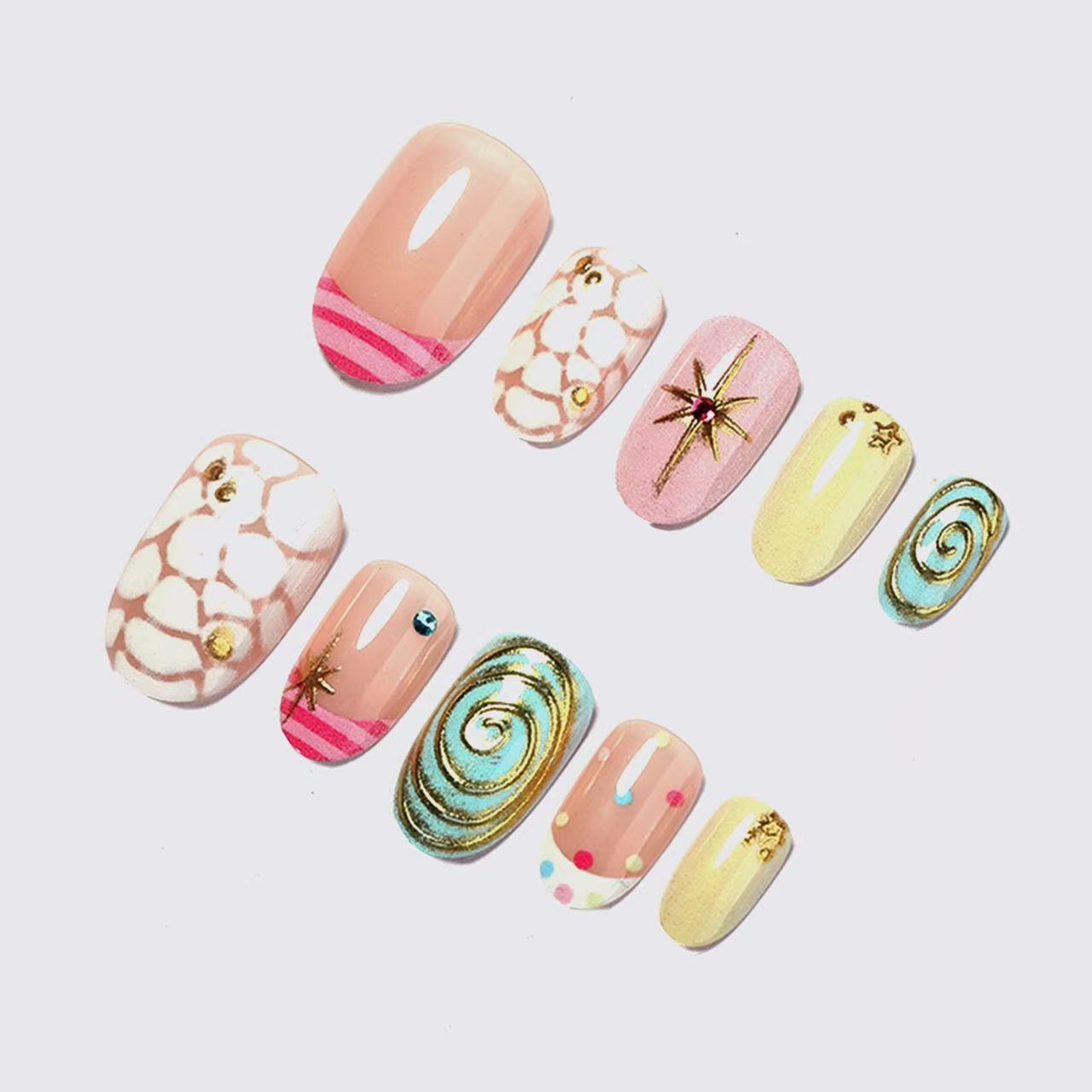 Trendy dekorative Press-On-Nagelkunst-Set Brehn