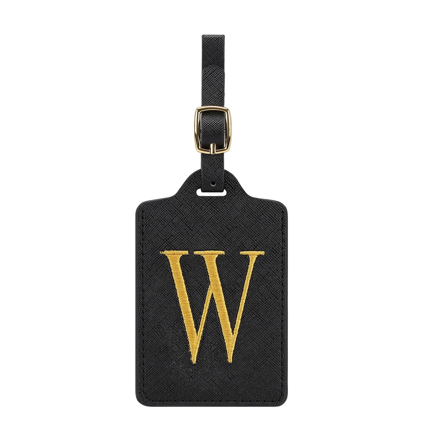 gesticktes Initialen-Monogramm-Leder-Gepäckanhänger mit verstellbarem Schnallenriemen Brehn