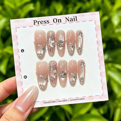 Anpassbare Glitter-Akzent Press-On Nägel