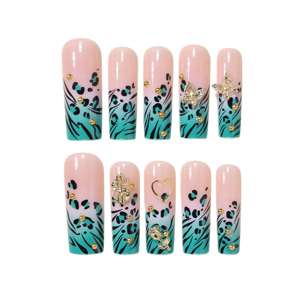 Stylische Bling Leopard Druck Press-On Nagelspitzen Brehn