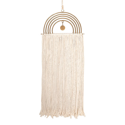 Boho-Makramee-Wandbehang mit Halbkreis-Metallrahmen und langen Fransen Brehn