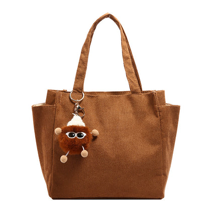 Texturierte Cordura-Tote-Tasche mit niedlichem Plüsch-Anhänger