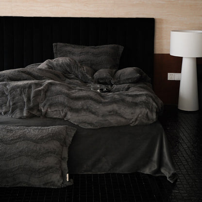 Plüsch-Faux-Fur-texturiertes wendbares Bettbezug-Set