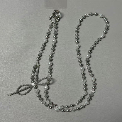 Elegante Perlen- und Silberperlen-Halskette Brehn