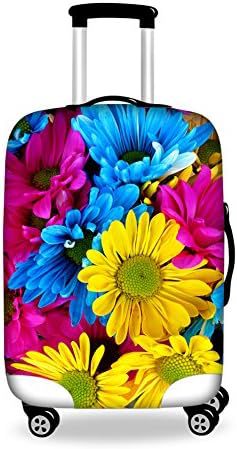 Unisex nan elastische Kofferhülle mit Pferde- und Sonnenblumenmotiv, dehnbarer Stretchschutz für Hartschalen-Trolley mit Reißverschluss Brehn