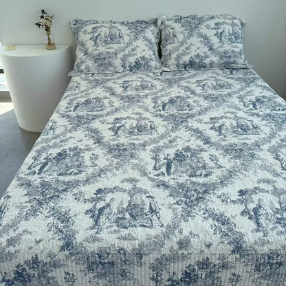 Gestepptes Toile Baumwoll-Überwurfset mit Kissenbezügen