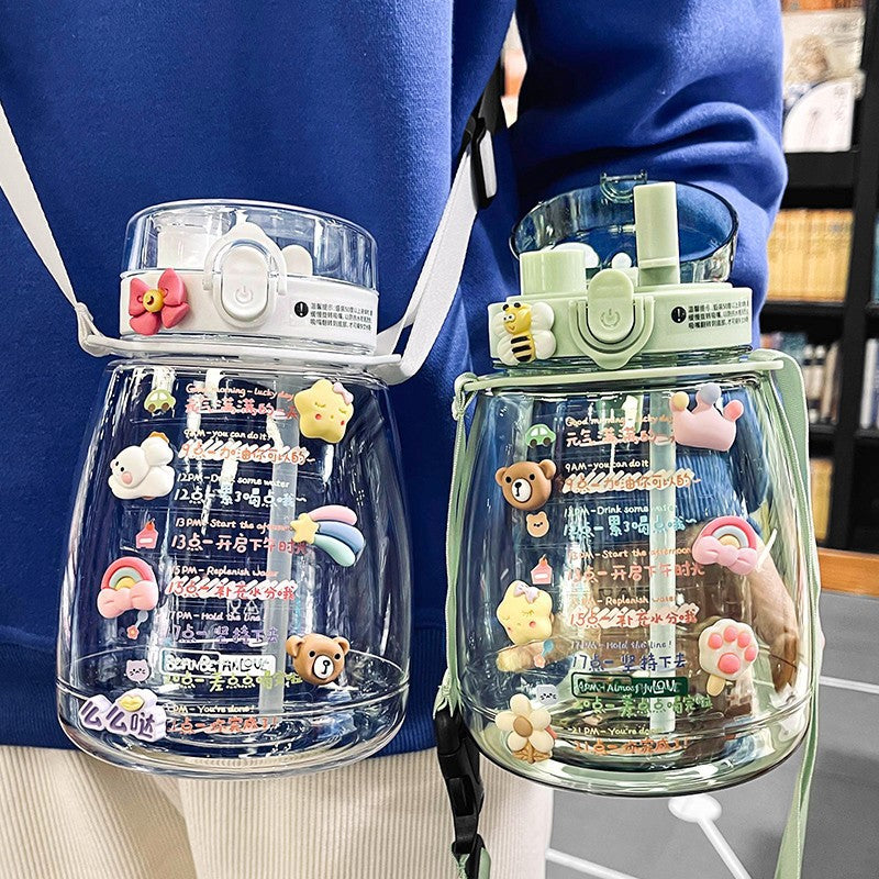 Damen Wasserflasche mit Motivationsinhalt und integriertem Tragesystem Brehn