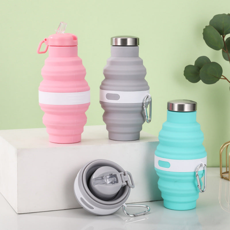 Damen faltbare Silikon Trinkflasche mit Karabiner Brehn