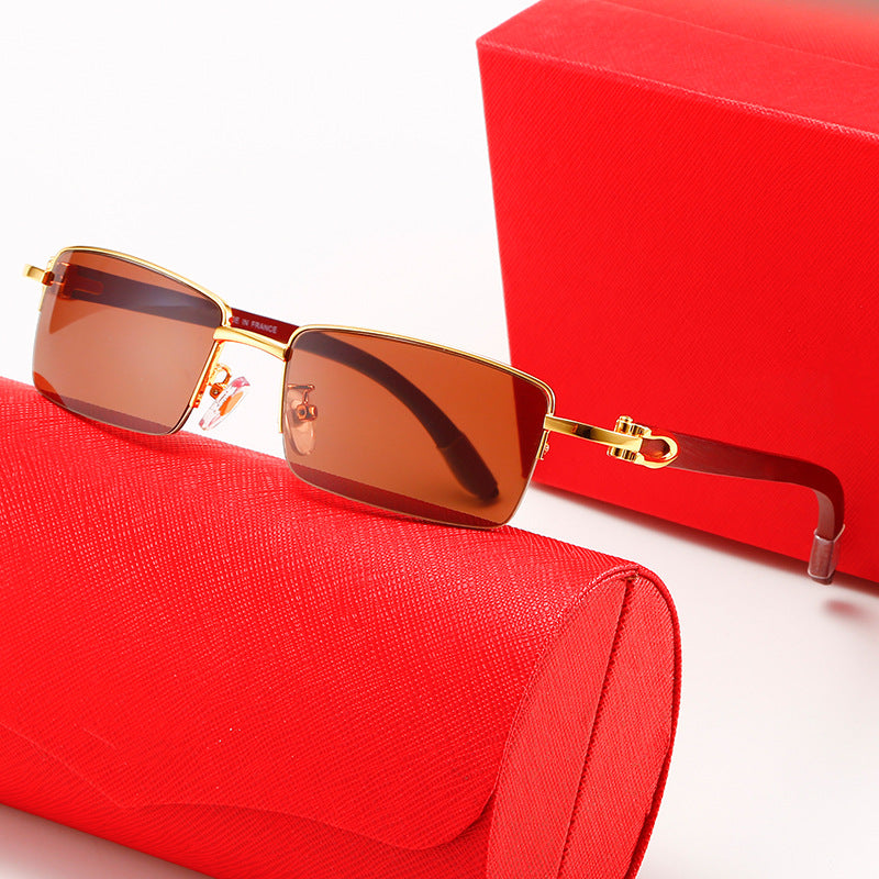 Damen moderne quadratische Sonnenbrille mit luxuriösem Metallrahmen Brehn