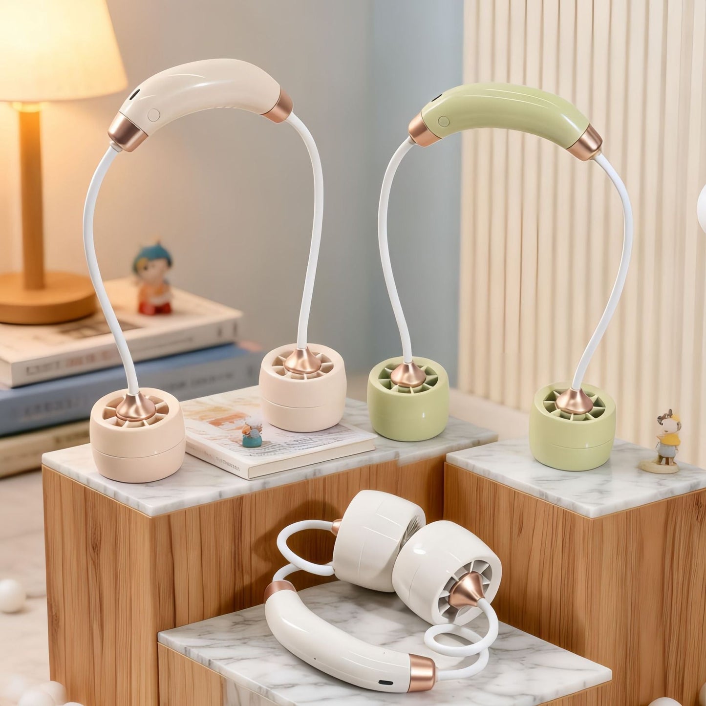 Frauen Tragbarer Halsventilator mit Flexiblem Arm und USB-Verbindung Brehn
