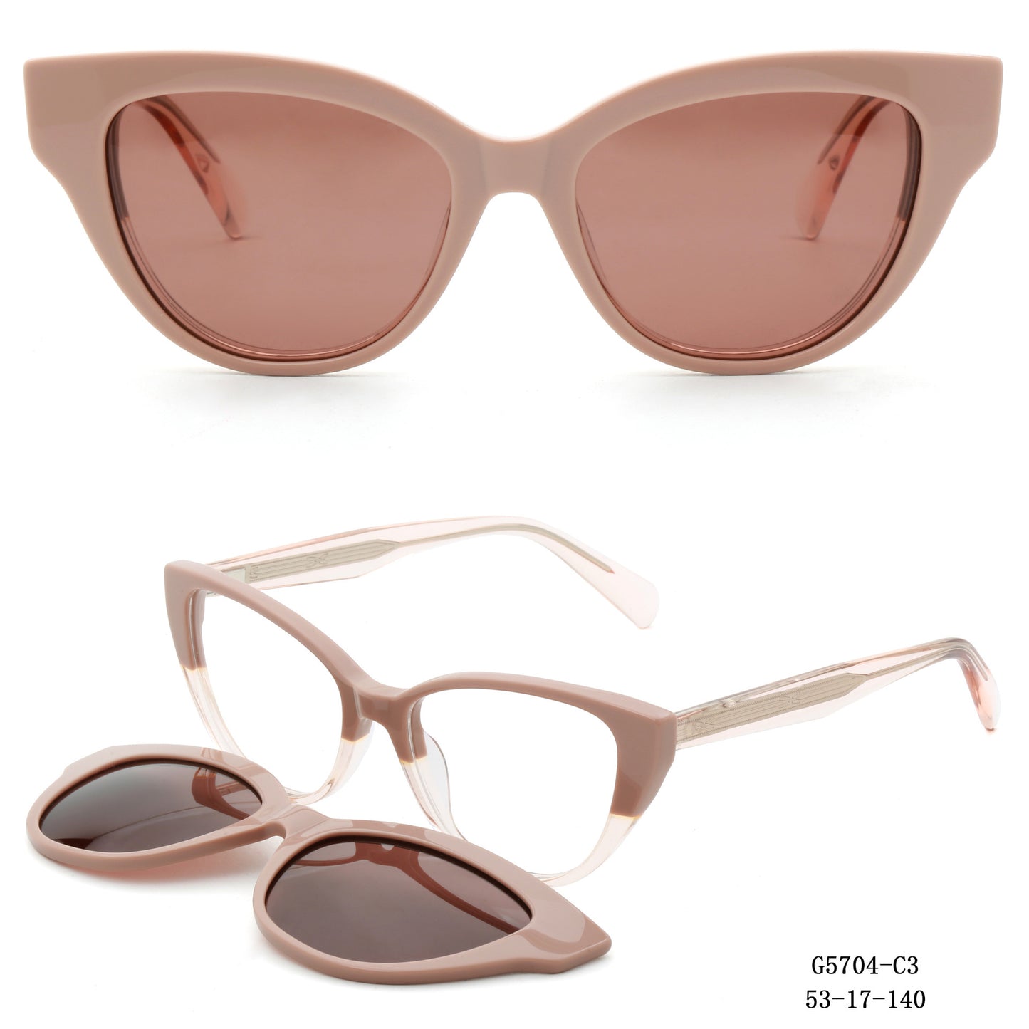 Damen Cat-Eye Sonnenbrille mit abnehmbaren Gläsern Brehn