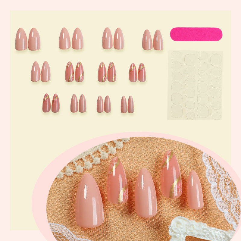 Premium Press-On Nail Set mit Floralakzenten Brehn