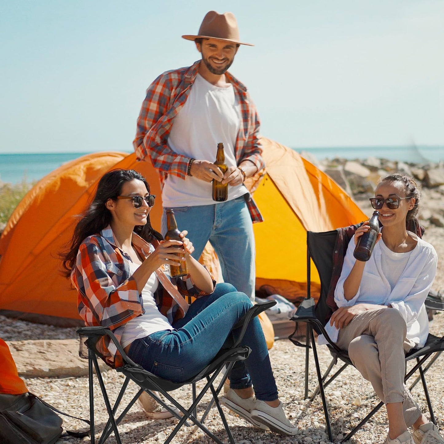 Unisex Tragbarer Campingstuhl mit stabiler Stahlkonstruktion Brehn