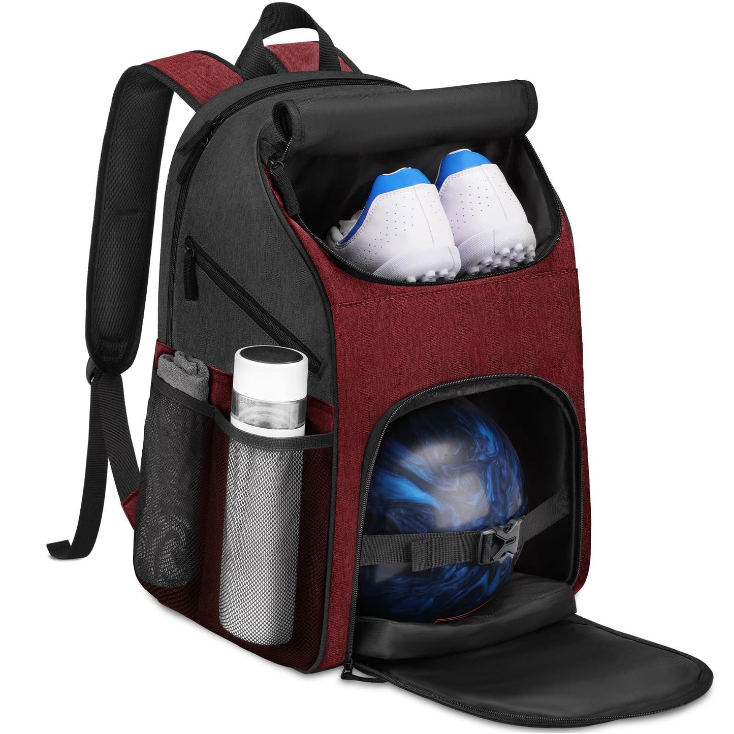 Unisex Sportlicher Rucksack mit speziellen Fächern für Schuhe und Bowlingball Brehn