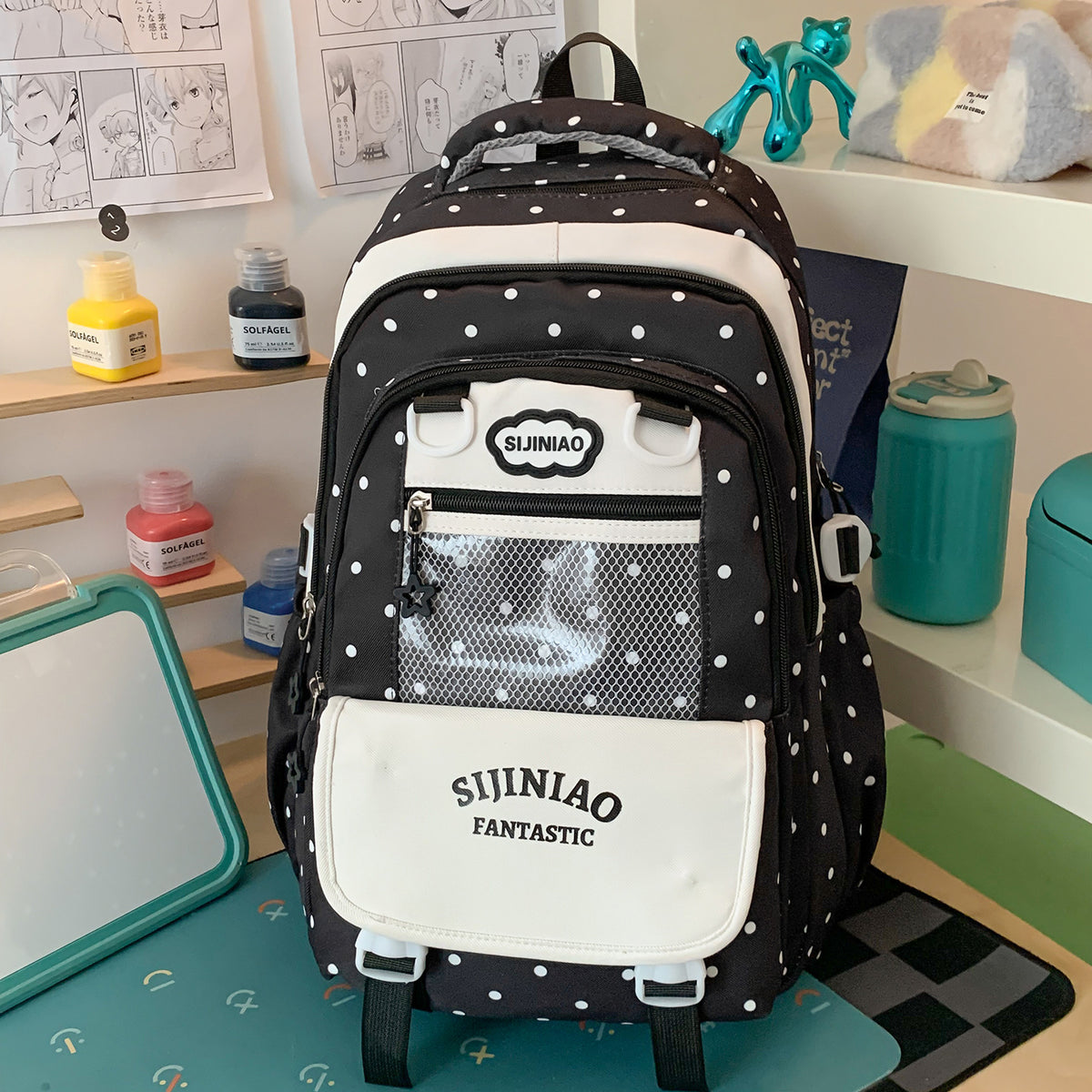 Stylische Pünktchen Schultasche Brehn