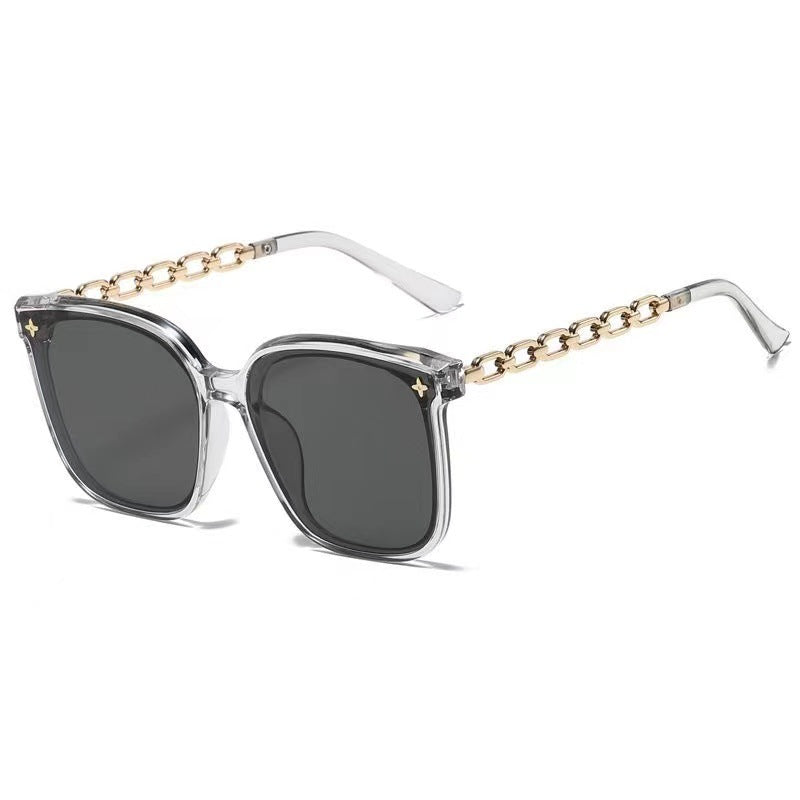 Damen extragroße Sonnenbrille mit modischem Kettenrahmen Brehn