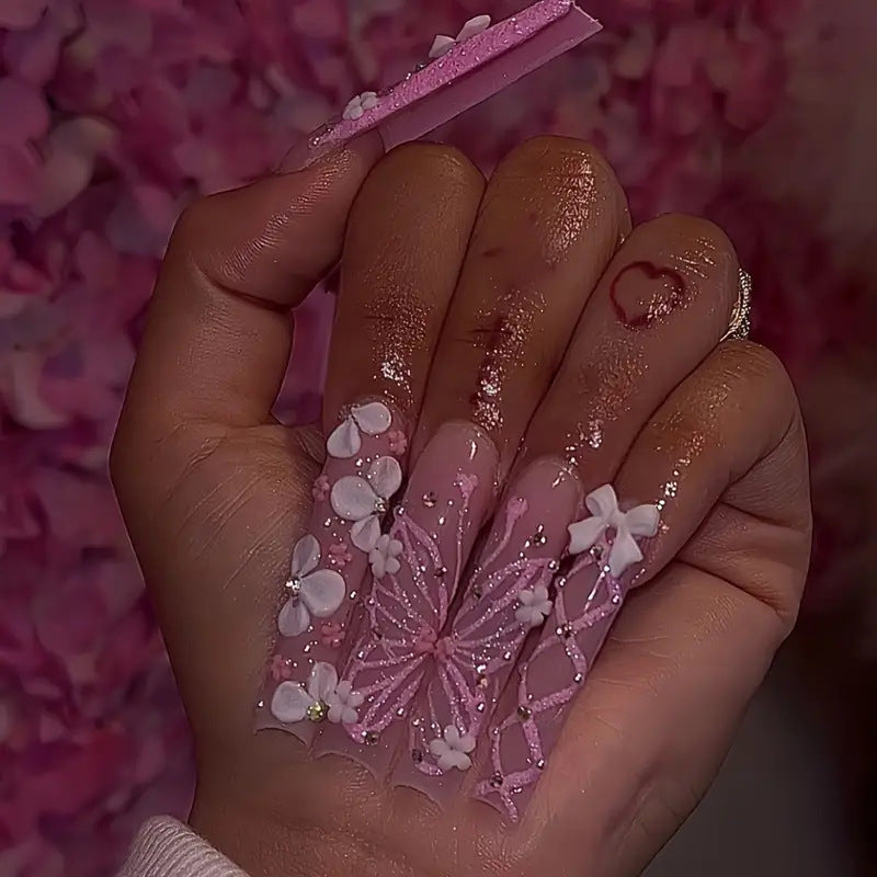 Dekorative 3D Blumen Druck-Nagelkunst Brehn