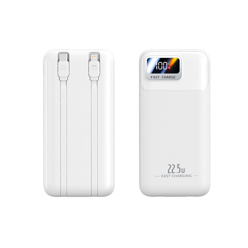 Tragbare Powerbank mit integrierten Kabeln und digitaler Ladestandanzeige Brehn