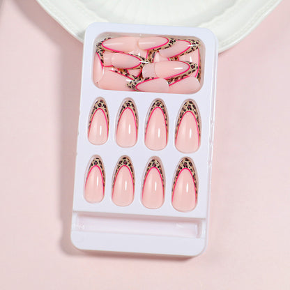 Künstlerisches Stiletto Press-On-Nagelset mit Leopardenprint-Akzenten Brehn