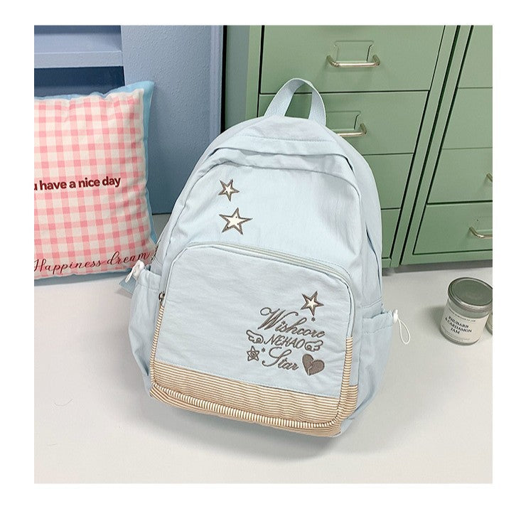Bestickter Sternmuster Freizeit Rucksack