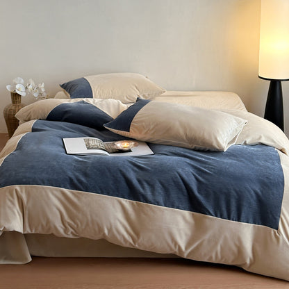 Luxuriöses Samt-Bettwäsche-Set mit floralem Relief und Satin-Rahmen