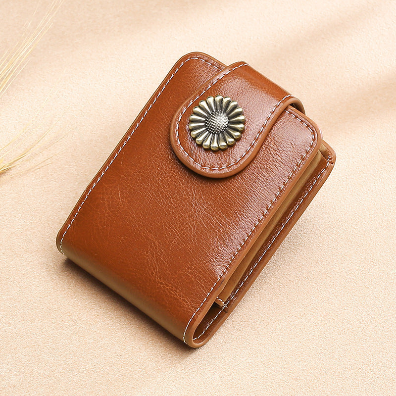 Vintage Leder Knopf Münztäschchen Brehn