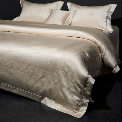 Luxuriöses Jacquard-Satin-Bettbezug-Set mit Kissenbezügen