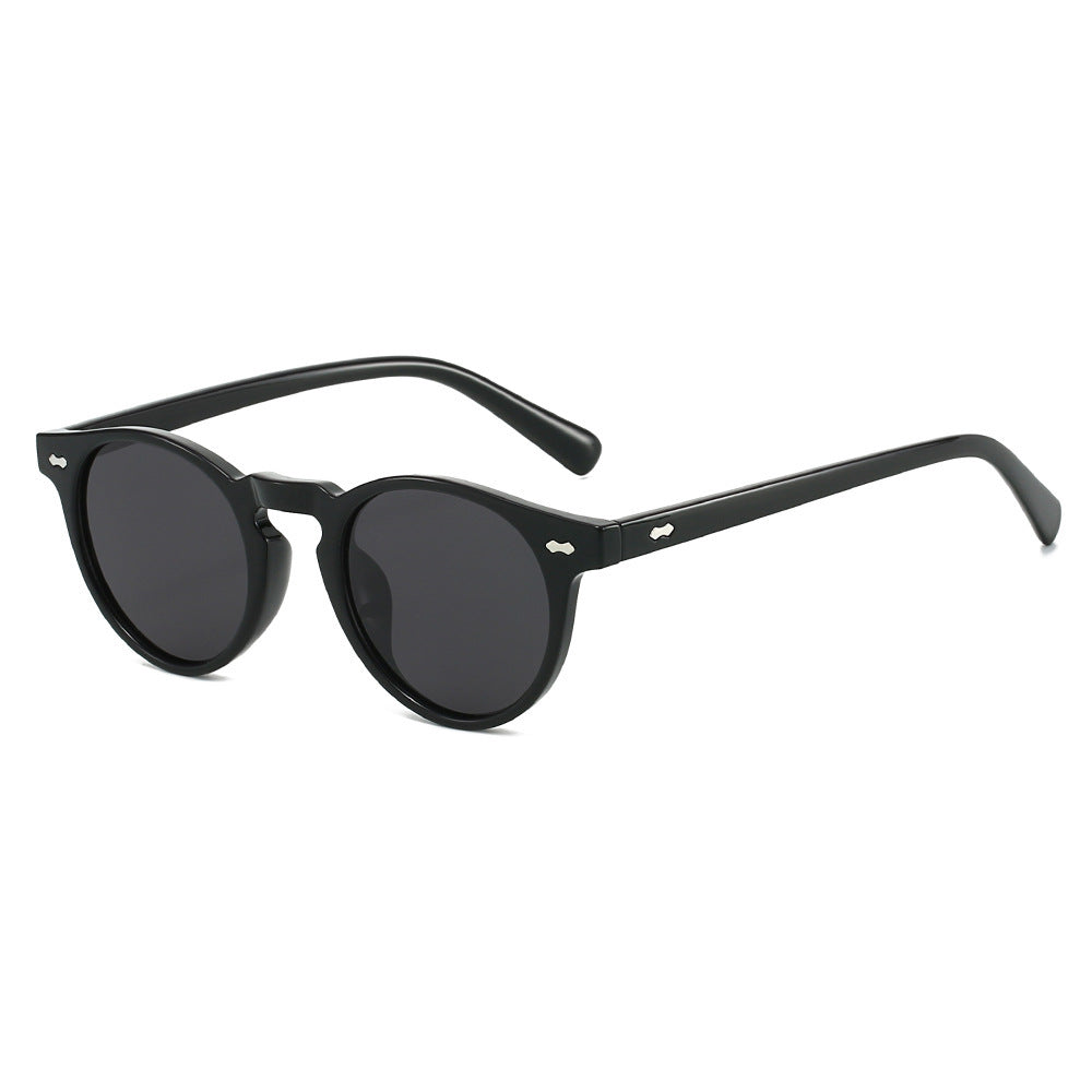 Damen Vintage Sonnenbrille mit runden Gläsern und transparentem Rahmen Brehn