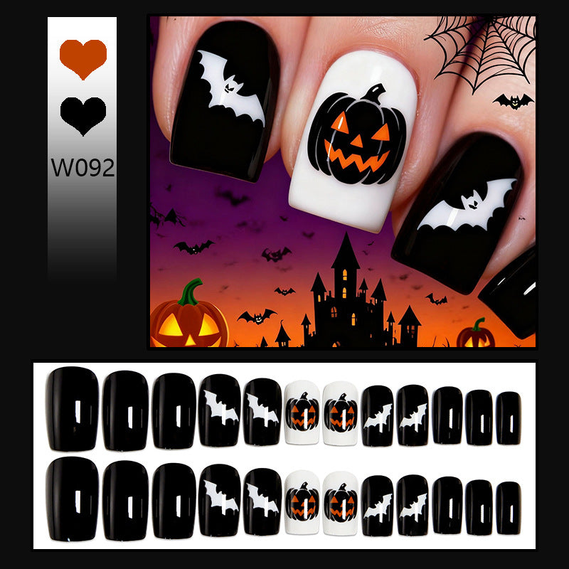 Halloween Kunstnägel mit Spinnen- und Kürbisdesign Brehn