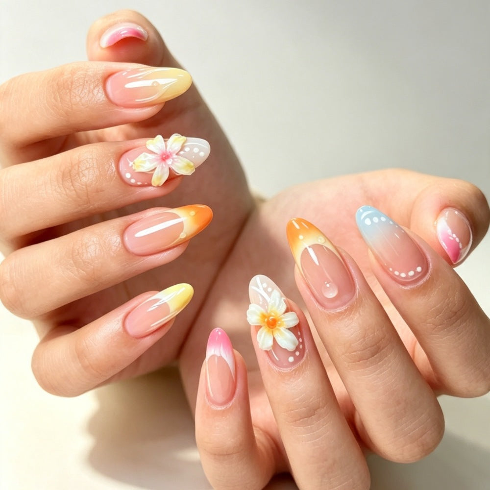 Floral- und Ombre-Press-On-Nagelkunst-Set Brehn