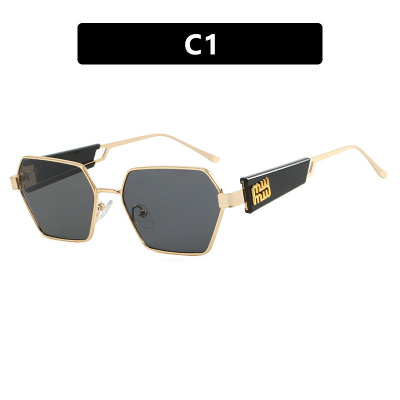 Damen hexagonale Sonnenbrille mit elegantem Metallrahmen und schützenden Gläsern Brehn